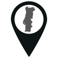 portugal Karta på Karta stift ikon svart Färg isolerat vektor