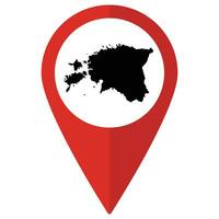 estland Karta på Karta stift ikon röd Färg isolerat vektor