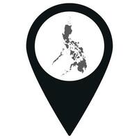 Philippinen Karte auf Karte Stift Symbol schwarz Farbe isoliert vektor