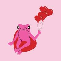 süß Frosch mit Valentinsgrüße Dekorationen. Vektor Illustration.