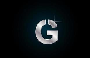 g silver metall alfabetet brev logotyp ikon för företag och företag med gnista design vektor