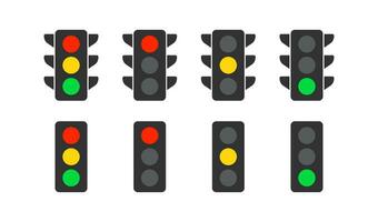 der Verkehr Beleuchtung Symbol. Ampel Zeichen. halt im das Straße Symbol. Straße Semaphor Symbole. Verordnung Symbole. Schwarz, Gelb, Rot, Grün Farbe. Vektor unterzeichnen.