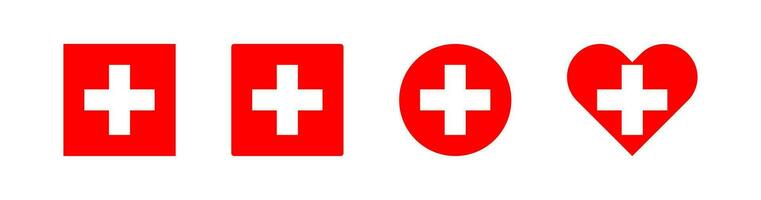 Schweiz Symbol. schweizerisch Flagge Zeichen. National Abzeichen Symbol. Europa Land Symbole. Kultur Aufkleber Symbole. Vektor isoliert unterzeichnen.