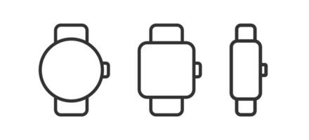 Smartwatch Symbol. Clever Uhr Zeichen. tragbar Gerät Symbol. Fitness Armbanduhr Symbole. Uhr im das Handgelenk Symbole. schwarz Farbe. Vektor unterzeichnen.