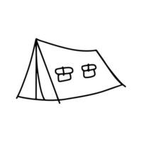 linear schwarz Weiß Zelt Symbol. einfach Lager Vektor Illustration isoliert auf Weiß Hintergrund. Zelt zum Wandern und reisen. Gliederung Zelt zum wild Leben im Natur. können Sein benutzt wie ein Aufkleber, Symbol, Zeichen