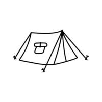 linear schwarz Weiß Zelt Symbol. einfach Lager Vektor Illustration isoliert auf Weiß Hintergrund. Zelt zum Wandern und reisen. Gliederung Zelt zum wild Leben im Natur. können Sein benutzt wie ein Aufkleber, Symbol, Zeichen