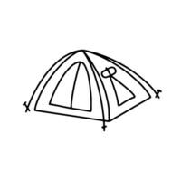 linjär svart vit tält ikon. enkel stock vektor illustration isolerat på vit bakgrund. tält för vandring och reser. översikt tält för vild liv i natur. kan vara Begagnade som en klistermärke, symbol, tecken
