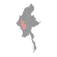 magway Region Karte, administrative Aufteilung von Myanmar. Vektor Illustration.