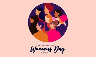 Lycklig internationell kvinnors dag. vektor illustration av kvinnor med annorlunda kulturer