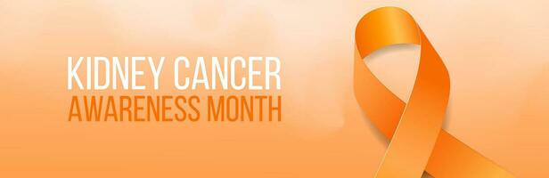 njurcancer medvetenhet månad koncept. banner med orange band medvetenhet och text. vektor illustration.