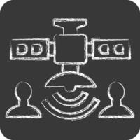 Symbol Kommunikation Satellit. verbunden zu Satellit Symbol. Kreide Stil. einfach Design editierbar. einfach Illustration vektor