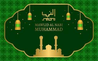 grön bakgrundsdesign för profeten Muhammeds födelsedag. vektor