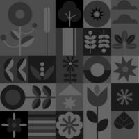 geometrisch modern einfarbig schwarz Silhouette Hintergrund. Bauhaus. abstrakt Natur. nahtlos Muster vektor