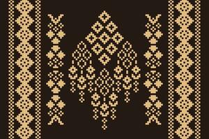 etnisk geometrisk tyg mönster korsa stitch.ikat broderi etnisk orientalisk pixel mönster brun bakgrund. abstrakt, vektor, illustration. textur, kläder, halsduk, dekoration, motiv, siden tapet. vektor