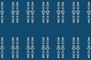 ethnisch geometrisch Stoff Muster Kreuz Stich.ikat Stickerei ethnisch orientalisch Pixel Muster Marine Blau Hintergrund. abstrakt, vektor, illustration. Textur, Kleidung, Schal, Dekoration, Motive, Seide Hintergrund. vektor