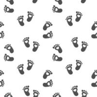 nahtlos Muster, Baby Fußabdrücke mit Herzen auf ein Weiß Hintergrund. Hintergrund, drucken, Textil, Vektor