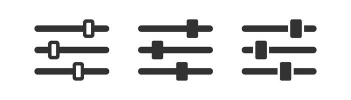 Filter Symbol. Musik- Steuerung Zeichen. Rahmen Volumen Balance Symbol. Audio- Schieberegler Symbole. Klang Niveau Symbole. schwarz Farbe. Vektor unterzeichnen.