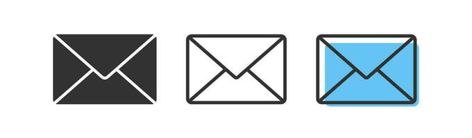 post ikon. brev symbol. e-post tecken. meddelande symboler. korrespondens ikoner. svart, blå Färg. vektor tecken.