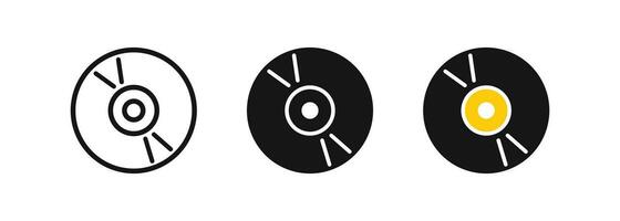 Vinyl Rabatt Symbol. kompakt Platte Symbol. Aufzeichnung Musik- Zeichen. Drehscheibe Symbole. retro Album Symbole. Schwarz, Gelb Farbe. Vektor unterzeichnen.