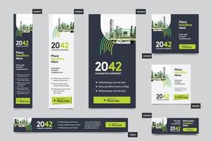 City-Hintergrund Corporate Web-Banner-Vorlage in mehreren Größen. einfache Anpassung an Broschüre, Geschäftsbericht, Magazin, Poster, Unternehmenswerbemittel, Flyer, Website. vektor