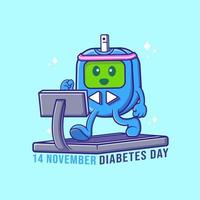 Glukosemesser-Cartoon-Illustration. Diabetes-Tageskonzept flacher Cartoon-Stil isolierter Vektor