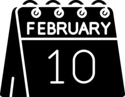 10:e av februari glyf ikon vektor