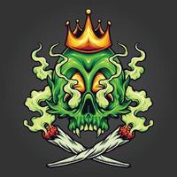 König Schädel Cannabis Gras Rauchen Illustrationen