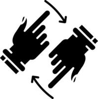 rotera två händer glyf ikon vektor