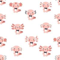 doodle sömlösa mönster med axolotls. vektor
