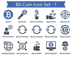 Bitmünzen-Icon-Set 1 vektor