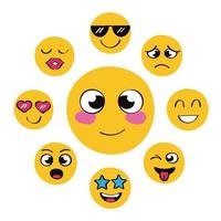 Emojis-Symbole herum vektor