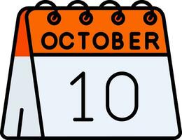 10 .. von Oktober Linie gefüllt Symbol vektor
