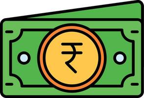 Rupee Linie gefüllt Symbol vektor