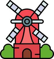 Windmühlenlinie gefülltes Symbol vektor