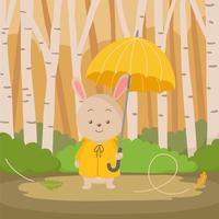 süßes Cartoon-Häschen mit Regenschirm vektor