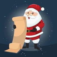 tecknad jul jultomten innehar lista papper vektor