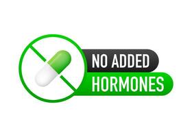 Nein hinzugefügt Hormone, Nein hinzugefügt Antibiotika Grün eben Banner auf Weiß Hintergrund. Vektor Illustration.