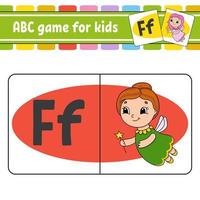 ABC-Flash-Karten. Alphabet für Kinder. Buchstaben lernen. Arbeitsblatt zur Bildungsentwicklung. Aktivitätsseite für Englisch lernen. Spiel für Kinder. lustiger Charakter. isolierte Vektor-Illustration. Cartoon-Stil. vektor