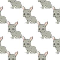 glückliches Kaninchen. farbiges nahtloses Muster mit niedlicher Zeichentrickfigur. einfache flache Vektorillustration lokalisiert auf weißem Hintergrund. Designtapeten, Stoffe, Geschenkpapier, Cover, Websites. vektor
