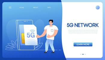 platt illustration med 5g nätverk människor. platt vektor illustration