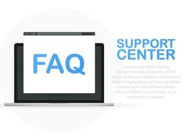 FAQ. Kunde Unterstützung mit Kopfhörer vektor
