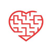 Farbe Labyrinth Herz. Spiel für Kinder und Erwachsene. Puzzle für Kinder. Labyrinth Rätsel. Valentinstag. flache Vektorillustration. vektor