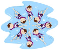 Frau synchronisiertes Schwimmen in der Gruppe vektor