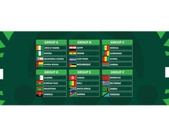 afrikansk nationer flaggor 2023 grupper länder afrikansk fotboll design vektor