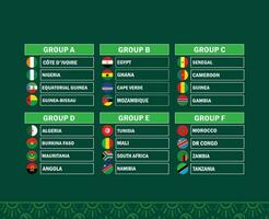 afrikansk nationer flaggor länder 2023 grupper lag afrikansk fotboll symbol logotyp design vektor illustration