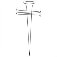 ett linje konst teckning av bön- Bra fredag crucifixion översikt konst vektor illustration