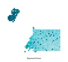 Vektor isoliert geometrisch Illustration mit vereinfacht eisig Blau Silhouette von äquatorial Guinea Karte. Pixel Kunst Stil zum nft Vorlage. gepunktet Logo mit Gradient Textur zum Design auf Weiß Hintergrund