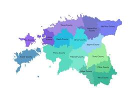 vektor isolerat illustration av förenklad administrativ Karta av estland. gränser och namn av de regioner. mång färgad silhuetter.