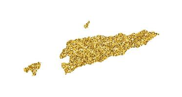 vektor isolerat illustration med förenklad öst timor, timor leste Karta. dekorerad förbi skinande guld glitter textur. ny år och jul högtider dekoration för hälsning kort.