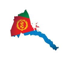 vektor illustration med nationell flagga och Karta förenklad form av eritrea. volym skugga på de Karta.